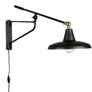 Černé nástěnné světlo DUTCHBONE Hector  - Výška30 cm- Šířka 26 cm