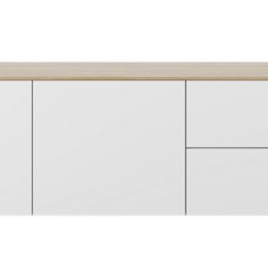 Bílá komoda TEMAHOME Join 160 x 65 cm s dubovou deskou  - Výška57 cm- Šířka 160 cm
