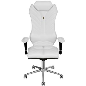 Kulik System Bílá koženková kancelářská židle Monarch  - Výška131-155 cm- Šířka 71 cm
