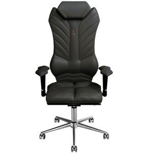Kulik System Šedá koženková kancelářská židle Monarch  - Výška131-155 cm- Šířka 71 cm