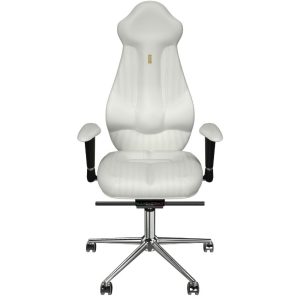 Kulik System Bílá koženková kancelářská židle Imperial  - Výška126-142 cm- Šířka 49 cm
