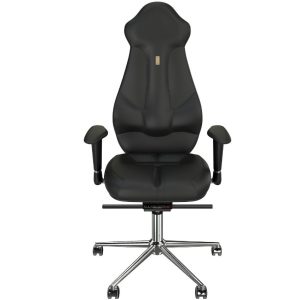 Kulik System Černá koženková kancelářská židle Imperial  - Výška126-142 cm- Šířka 49 cm