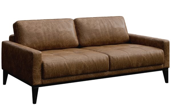 Hnědá vintage kožená pohovka MESONICA Musso Tufted 173 cm  - Výška76 cm- Šířka 173 cm