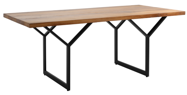 Nordic Design Přírodní masivní jídelní stůl Porto 180x90 cm s černou podnoží  - Šířka180 cm- Hloubka 90 cm