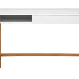 Bílý pracovní stůl Woodman Northgate s dubovou podnoží 112x60 cm  - Výška76 cm- Šířka 112 cm