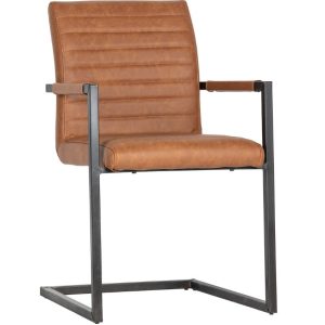 Hoorns Koňakově hnědá koženková jídelní židle Jefrey  - Výška87 cm- Šířka 54 cm