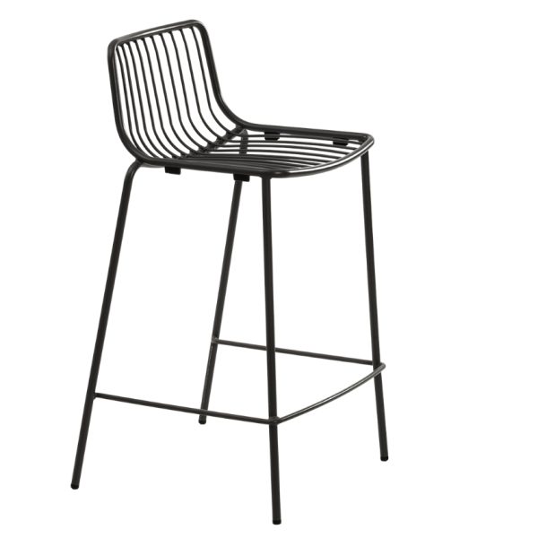 Pedrali Antracitově šedá kovová barová židle Nolita 3657 65 cm  - Výška86 cm- Šířka 49
