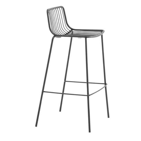 Pedrali Antracitově šedá kovová barová židle Nolita 3658 75 cm  - Výška96 cm- Šířka 50