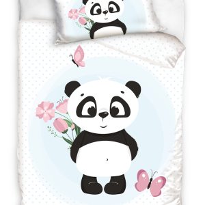 TipTrade Povlečení bavlněné do postýlky 135x100+40x60 - Roztomilá Panda  - Materiál100 % bavlna- Motiv Zvíře