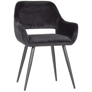 Hoorns Černá sametová jídelní židle Monky  - Výška80 cm- Šířka 60 cm