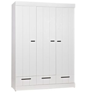 Hoorns Bílá dřevěná skříň Ernie 140 x 53 cm  - Výška195 cm- Šířka 140 cm