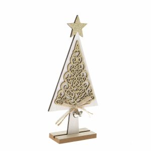 Dřevěný vánoční stromek Ornamente bílá