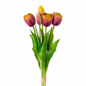 Umělý svazek tulipánů 5 ks mauve-yellow