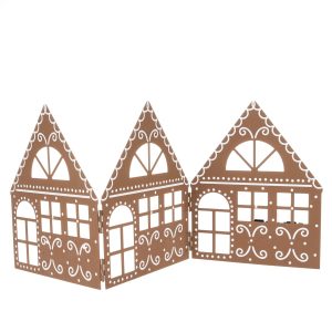 Vánoční kovová dekorace Three houses hnědá