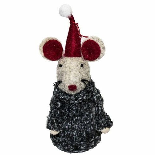 Vánoční závěsná dekorace Myška s čepicí