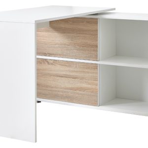 Bílý dřevěný kancelářský stůl GEMA Skim s úložným prostorem  - Výška75 cm- Šířka 120 cm