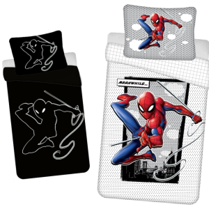 Jerry Fabrics Bavlněné povlečení se svítícím efektem 140x200 + 70x90 cm - Spider-man "02"  - MateriálBavlna- Barva Bílé