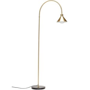 Zlatá kovová stojací lampa Hübsch Pipe 168 cm  - Výška23 cm- Šířka 40 cm