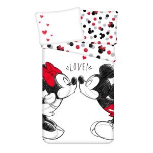 Jerry Fabrics Bavlněné povlečení 140x200 + 70x90 cm - Mickey a Minnie "Love 04"  - MateriálBavlna- Rozměr 140 x 200 cm