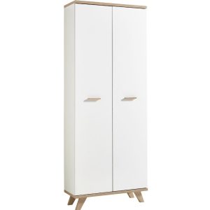Bílá dřevěná skříň GEMA Okra 193 x 75 cm  - Výška193 cm- Šířka 75 cm