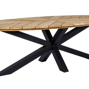 Teakový oválný zahradní stůl Bizzotto Palmdale 240 x 110 cm  - Výška77 cm- Šířka 240 cm