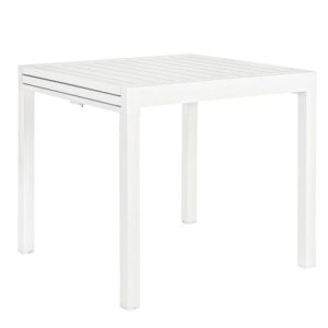 Bílý hliníkový zahradní rozkládací jídelní stůl Bizzotto Pelagius II. 83/166 x 80 cm  - Výška75 cm- Šířka 83-166 cm