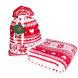 FARO Vánoční deka beránková 150x200 cm - Červená  - BarvaBílé- Barva Červené