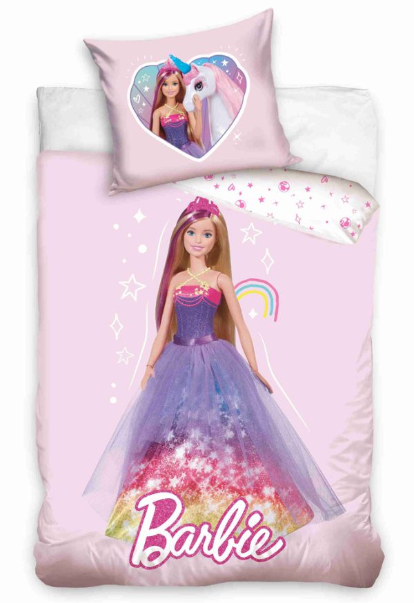 TipTrade Povlečení do postýlky 100x135 + 40x60 cm - Barbie princezna  - MateriálBavlna- Barva Růžové