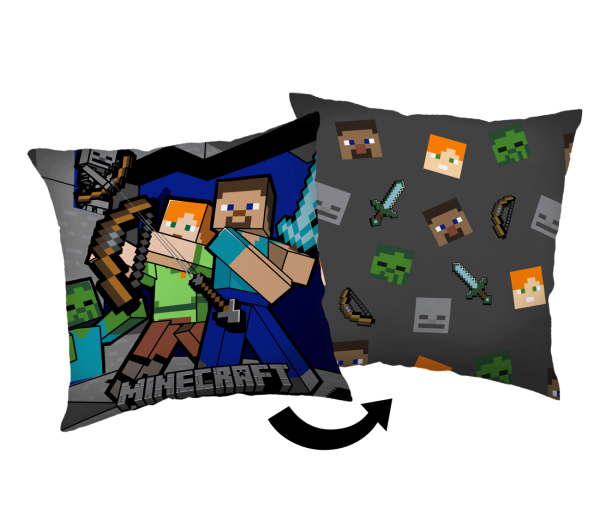 Jerry Fabrics Dekorační polštářek 40x40 cm - Minecraft Survival Mode  - BarvaModré- Barva Zelené