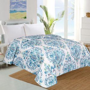 Jahu Luxusní přehoz na postel 220x240 + 2x 45x45 cm- India  - BarvaBílé- Barva Modré
