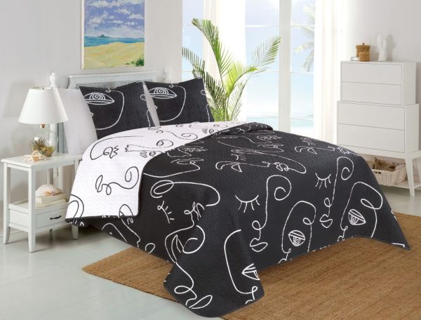 Jahu Luxusní přehoz na postel 220x240 + 2x 45x45 cm- Face  - BarvaBílé- Materiál Polyester