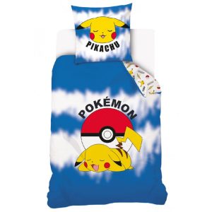 TipTrade Bavlněné povlečení 140x200 + 70x90 cm - Pokémon Unavený Pikachu  - MateriálBavlna- Barva Bílé