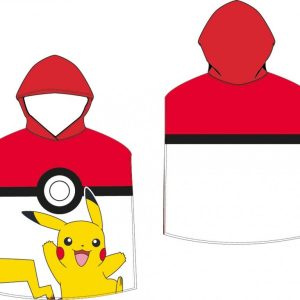 Carbotex Dětské pončo 50x115 cm - Pokémon Pokéball a Pikachu  - MateriálBavlna- Materiál Froté