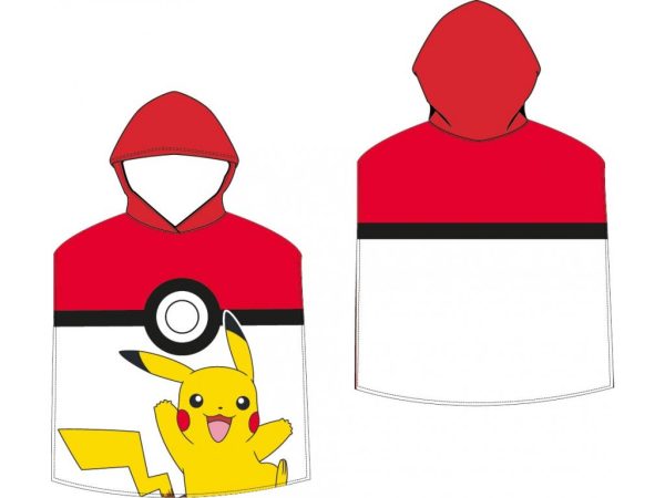 Carbotex Dětské pončo 50x115 cm - Pokémon Pokéball a Pikachu  - MateriálBavlna- Materiál Froté