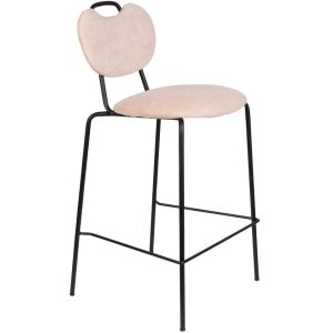White Label Světle růžová látková barová židle WLL ASPEN 65 cm  - Výška95 cm- Šířka 51 cm