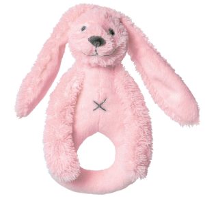 Chrastítko králíček Richie plyšový růžový 18 cm 0+  - BarvaRůžové- Materiál 100% polyester