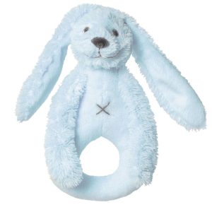 Chrastítko králíček Richie plyšový světle modrý 18 cm 0+  - BarvaModré- Materiál 100% polyester