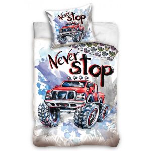 TipTrade Bavlněné povlečení 140x200 + 70x90 cm - Monster truck never stop  - MateriálBavlna- Barva Bílé
