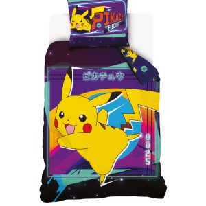 TipTrade Bavlněné povlečení 140x200 + 70x90 cm - Pokémon Pikachu bleskový útok  - MateriálBavlna- Barva Bílé