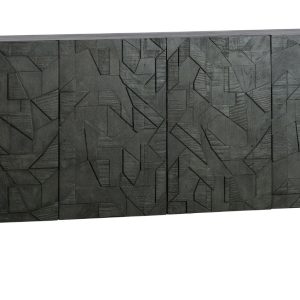 Hoorns Černá dřevěná komoda Country 160 x 40 cm  - Výška83 cm- Šířka 160 cm