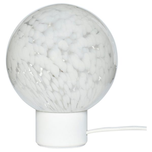 Bílá skleněná stolní lampa Hübsch Cloud 15 cm  - Výška21 cm- Průměr 15 cm