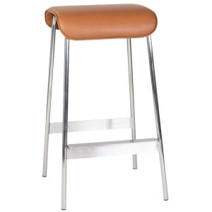 Koňakově hnědá koženková barová židle Hübsch Avenue 75 cm  - Výška75 cm- Šířka 49 cm