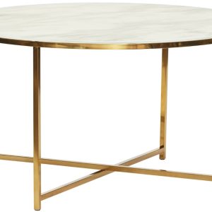 Bílo zlatý kovový konferenční stolek Hübsch Pond 80 cm  - Průměr80 cm- Výška 45 cm