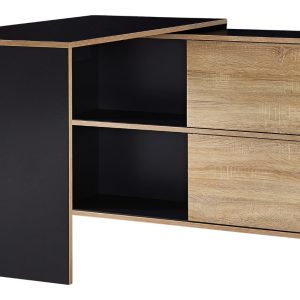 Antracitově šedý dřevěný kancelářský stůl GEMA Skim s úložným prostorem  - Výška75 cm- Šířka 120 cm