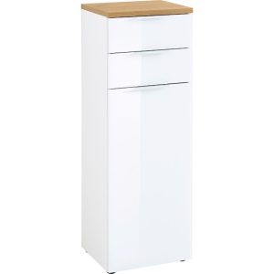 Bílá koupelnová skříňka GEMA Penetra 112 x 39 cm s dubovou deskou  - Šířka39 cm- Hloubka 34 cm