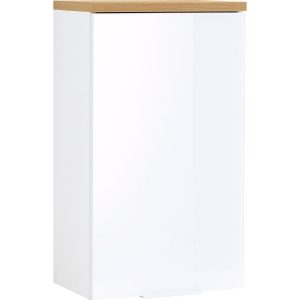 Bílá závěsná koupelnová skříňka GEMA Penetra 69 x 39 cm s dubovou deskou  - Šířka39 cm- Hloubka 27 cm