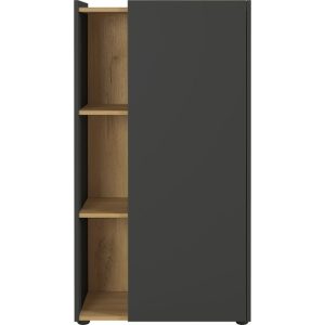 Grafitově šedá dubová kancelářská skříňka s nikou GEMA Acrro 115 x 62 cm  - Výška115 cm- Šířka 62 cm