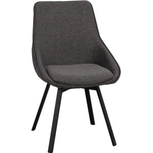 Šedá otočná jídelní židle ROWICO ALISON s černou podnoží  - Výška87 cm- Šířka 51 cm