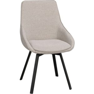 Béžová jídelní židle ROWICO ALISON s černou podnoží  - Výška87 cm- Šířka 51 cm