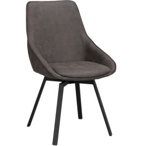 Tmavě šedá otočná jídelní židle ROWICO ALISON s černou podnoží  - Výška87 cm- Šířka 51 cm